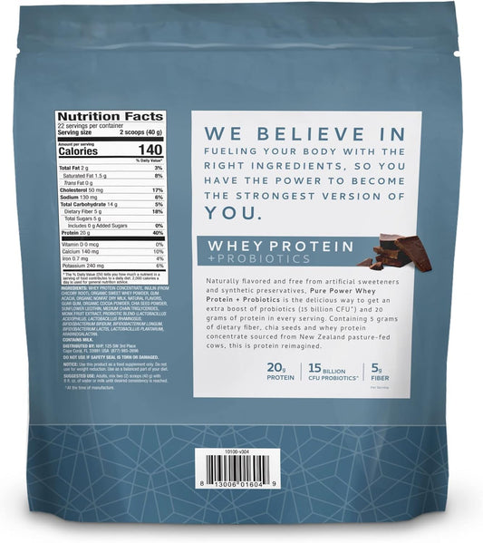 Dr. Mercola Pure Power Whey Gusset, Chocolate, 22 Servings (1 Lb 15 Oz), Non Gmo, Gluten Free, Soy Free