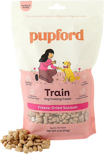 Pupford Freeze Dried Training Treats For Dogs & Puppies, 475+ Two Ingredient Bites (Salmon, 4 Oz)