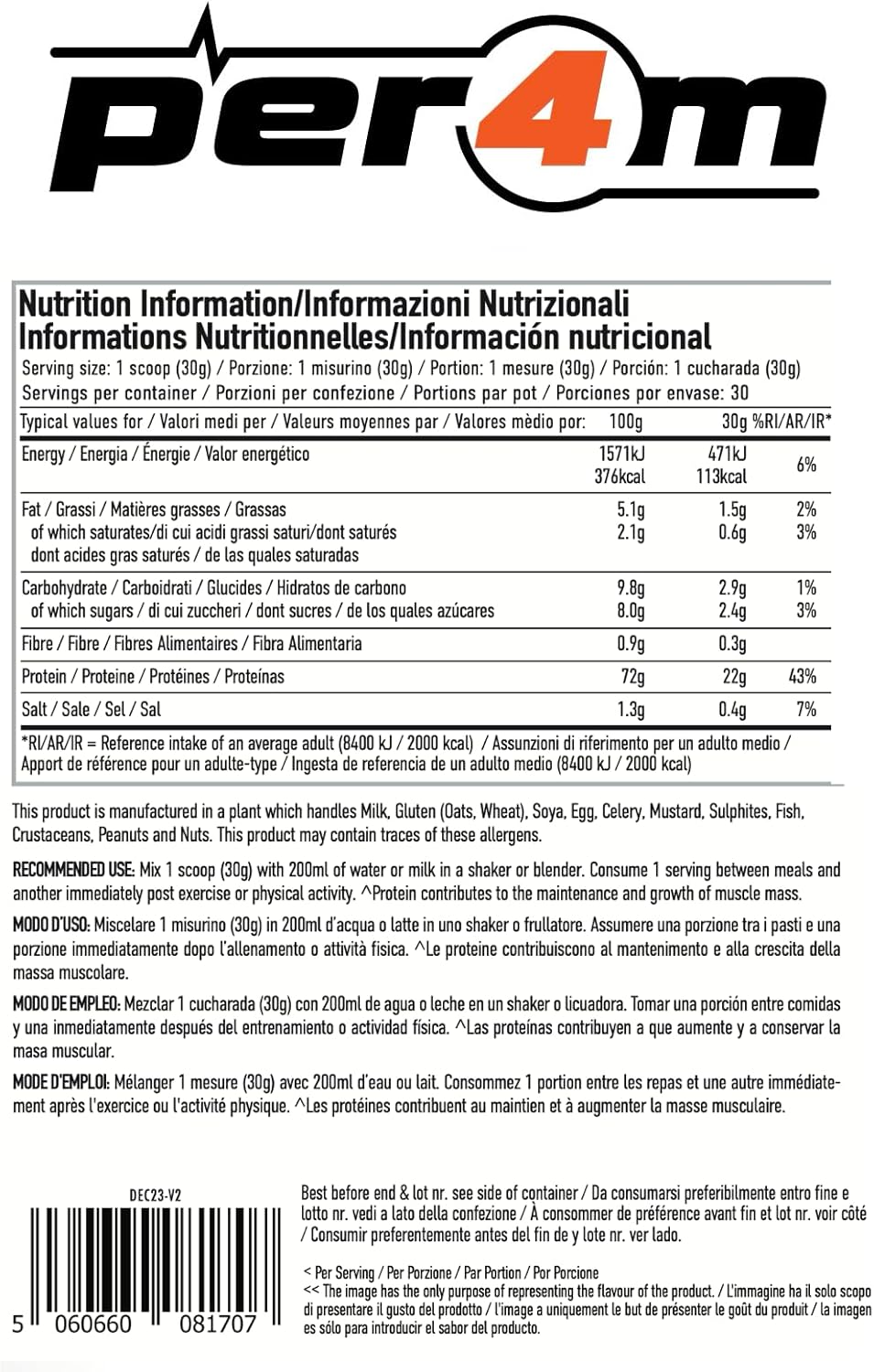 Per4m Protein Whey Powder | 30 Servings of High Protein Shake with Amino Acids | for Optimal Nutrition When Training | Low Sugar Gym Supplements (Fluffy Marshmallow, 900g) : Amazon.co.uk: Health & Personal Care