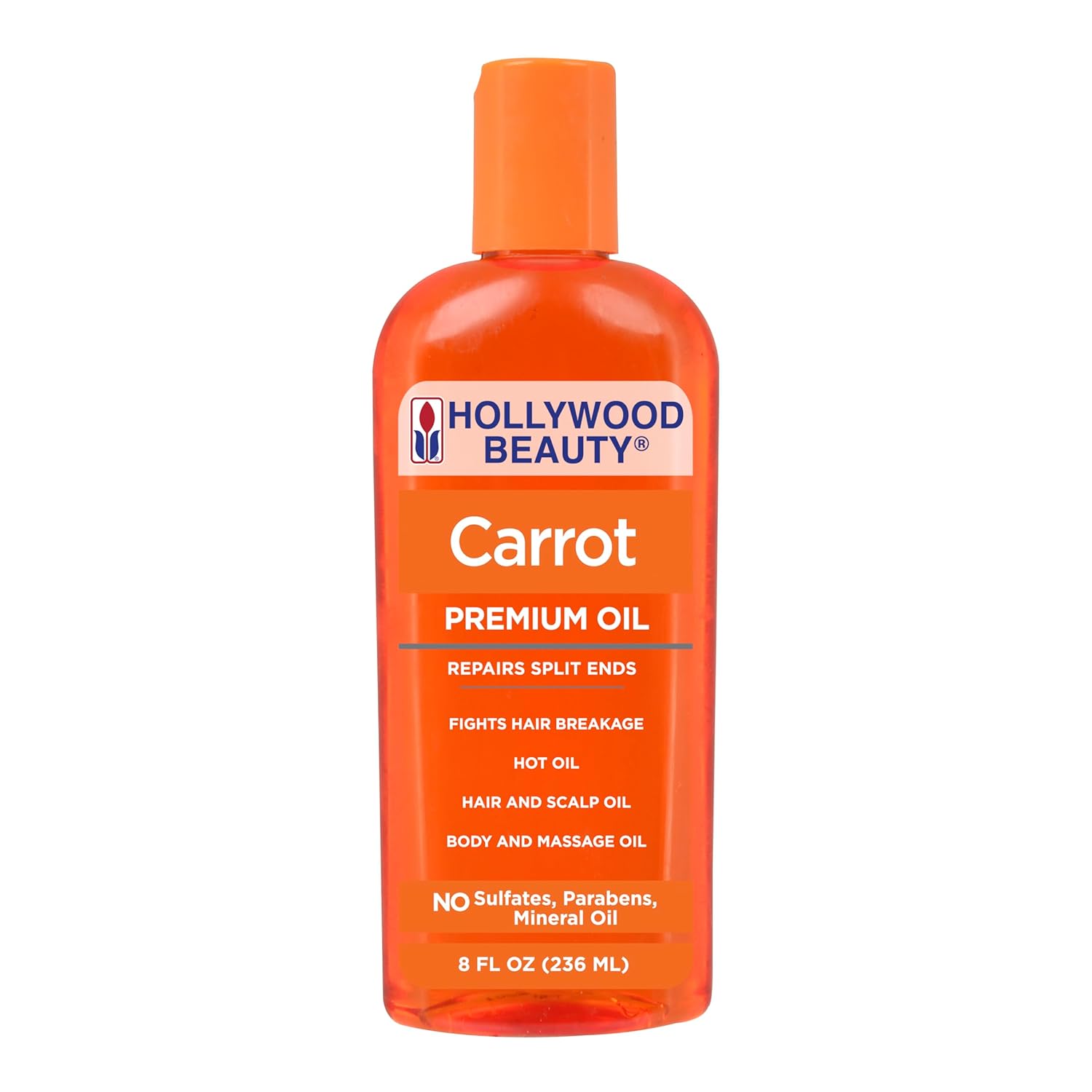 Hollywood Beauty Carrot Hair Oil, 2Oz Bottle, Hair, Scalp, Skin, Nail, & Massage Oil, Helps Repair Damaged Hair & Skin, Can Be Used As A Hot Oil Treatment