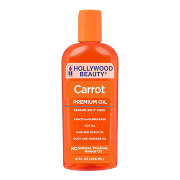 Hollywood Beauty Carrot Hair Oil, 2Oz Bottle, Hair, Scalp, Skin, Nail, & Massage Oil, Helps Repair Damaged Hair & Skin, Can Be Used As A Hot Oil Treatment