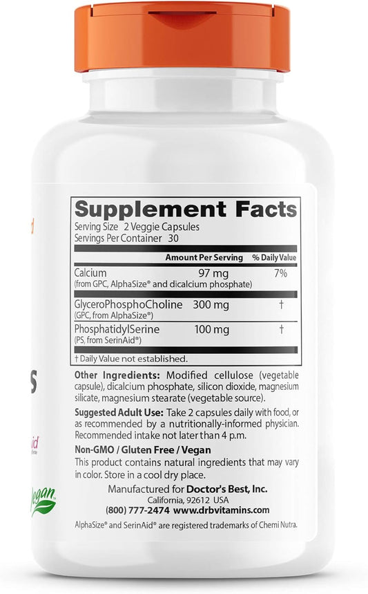 Doctor'S Best Natural Brain Enhancers, Non-Gmo, Vegan, Gluten Free, 60 Veggie Caps