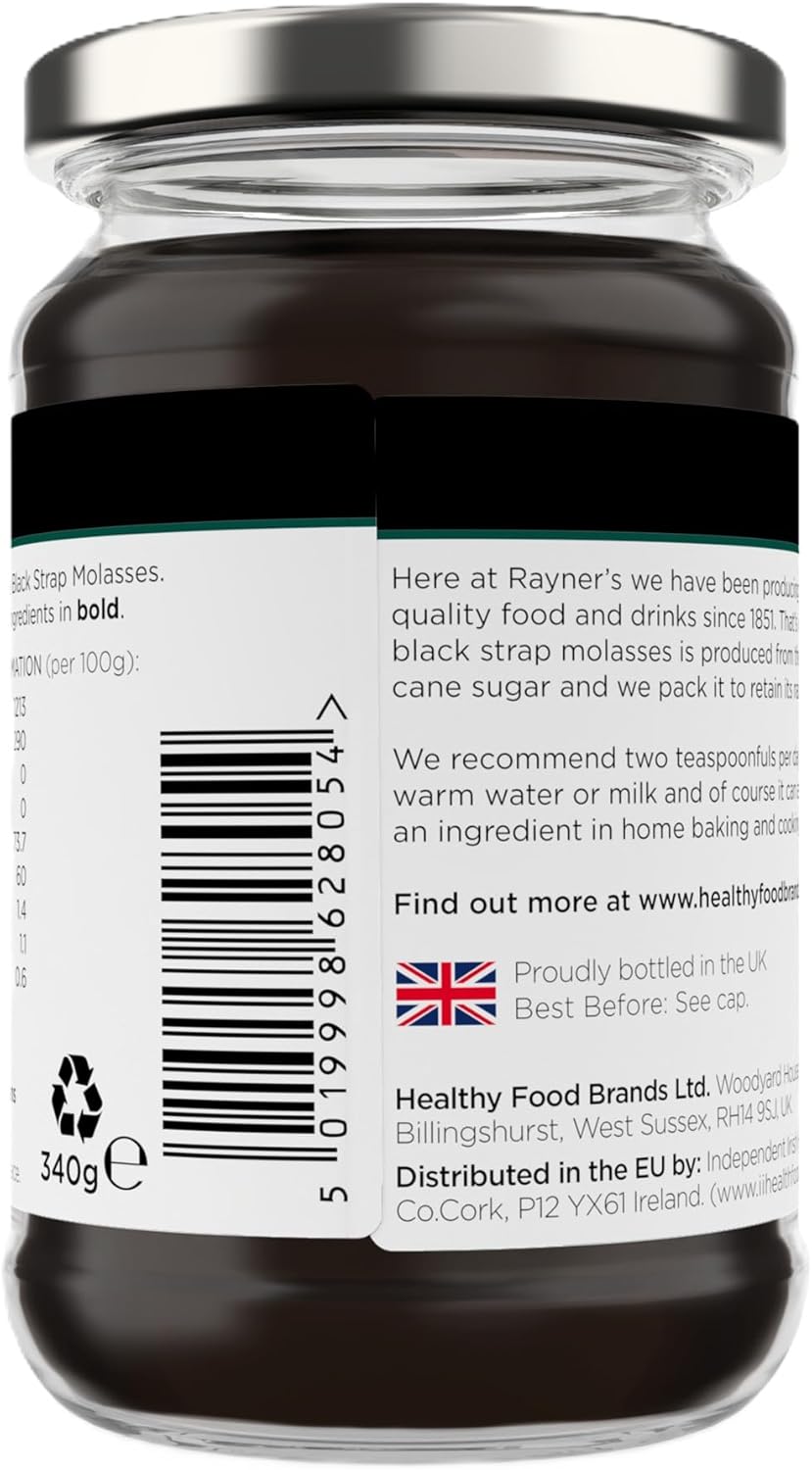 Rayner'S Crude Black Strap Molasses, 6 X 340 G – Natural Sweetener, Vegan, Vegetarian & Coeliac Friendly