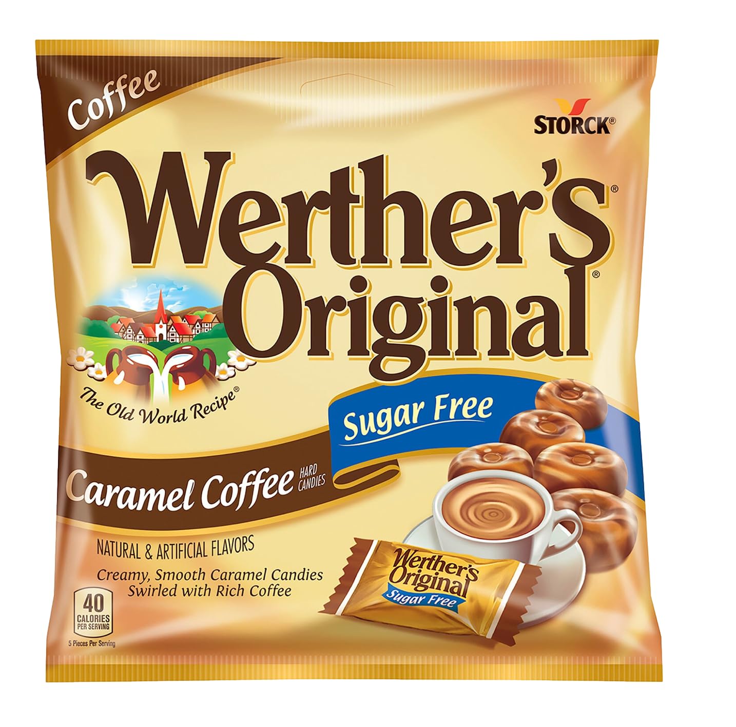 Werther'S Original Sugar Free Hard Candy 3 Bags Bundle (1.46 Oz Each) 3 Flavors: Coffee, Chocolate, Caramel | Perfect For Office Spaces Candy Dishes Holiday Candy Gifts | Soko Smiles Pocket Bag : Grocery & Gourmet Food