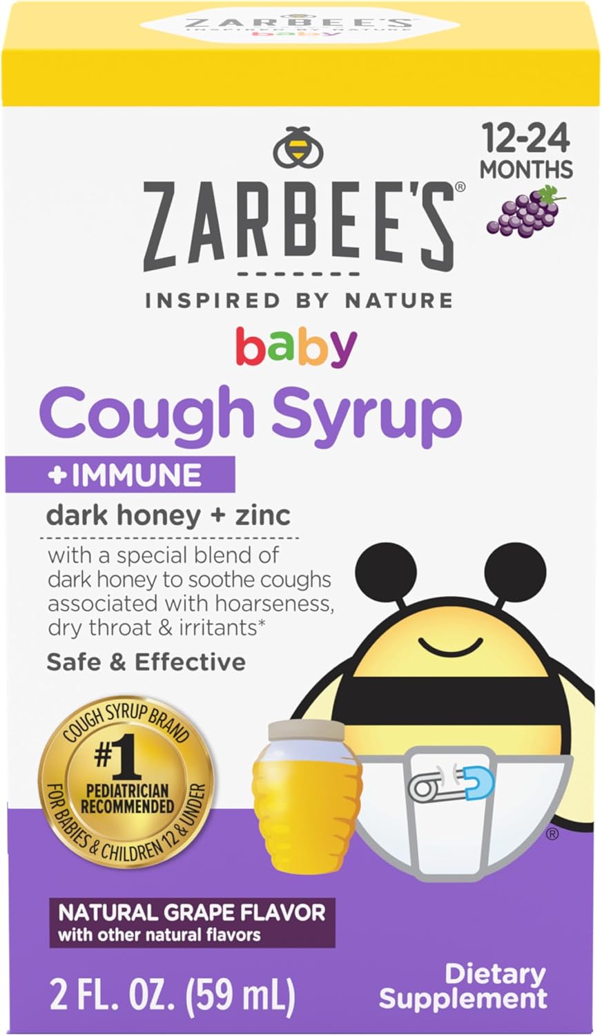 Zarbee'S Baby Cough Syrup + Immune With Honey, Natural Grape Flavor, 2 Fl Oz