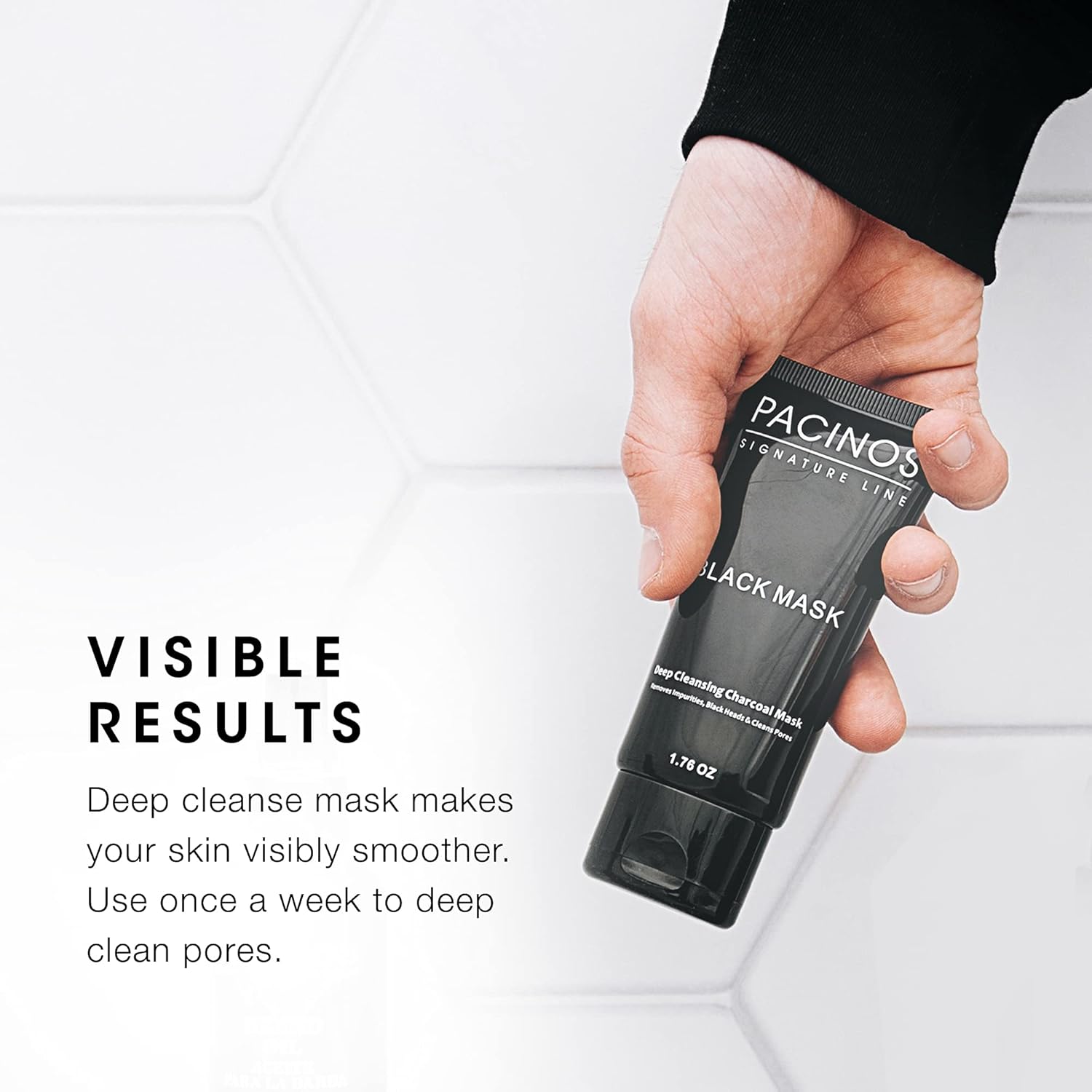 Pacinos Blackhead Remover Deep Cleansing Peel Off Black Mask Active Charcoal Tearing Charcoal Masque, 1.76 Oz. : Beauty & Personal Care