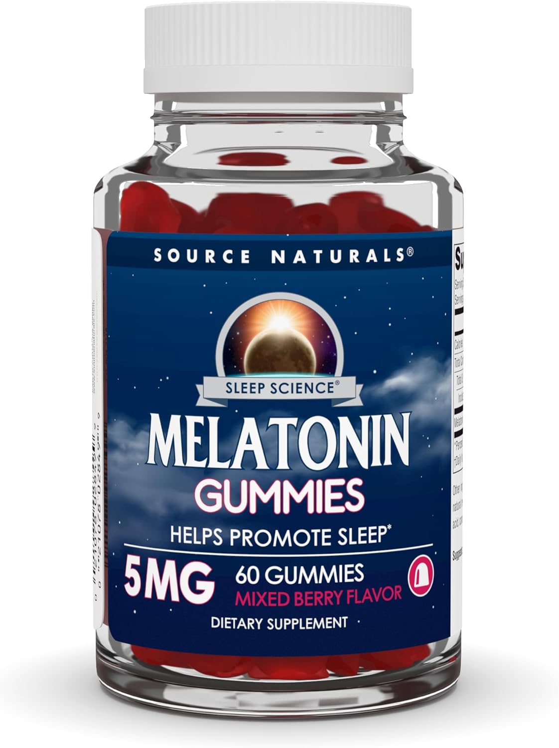 Source Naturals Sleep Science Melatonin Mixed Berry Flavored Gummies, Helps Promote Sleep*, 5 Mg - 60 Gummies