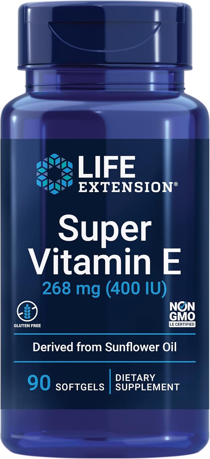 Life Extension Super Vitamin E 268 Mg - For Heart, Brain & Immune Health -Offers Antioxidant Protection & Promotes Inflammatory Response - Gluten Free, Non-Gmo, 90 Softgels