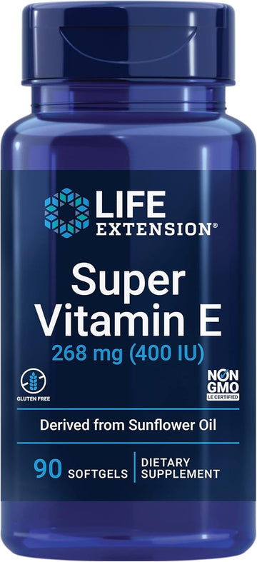 Life Extension Super Vitamin E 268 Mg - For Heart, Brain & Immune Health -Offers Antioxidant Protection & Promotes Inflammatory Response - Gluten Free, Non-Gmo, 90 Softgels