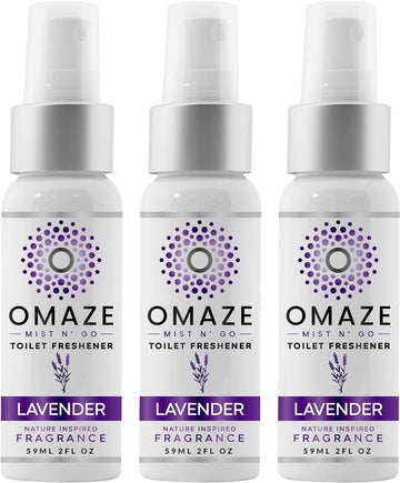 Mist N Go Toilet Freshener, Lavender Scent 2Fl Oz (3 Pack) | Odor Neutralizer for Toilets
