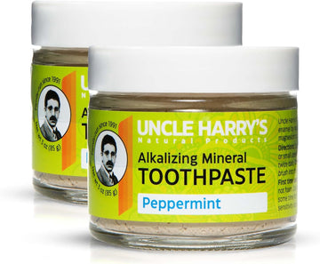 Uncle Harry's Peppermint Remineralizing Toothpaste | Natural Whitening Toothpaste Freshens Breath & Promotes Enamel | Vegan Fluoride Free Toothpaste (2 Pack)