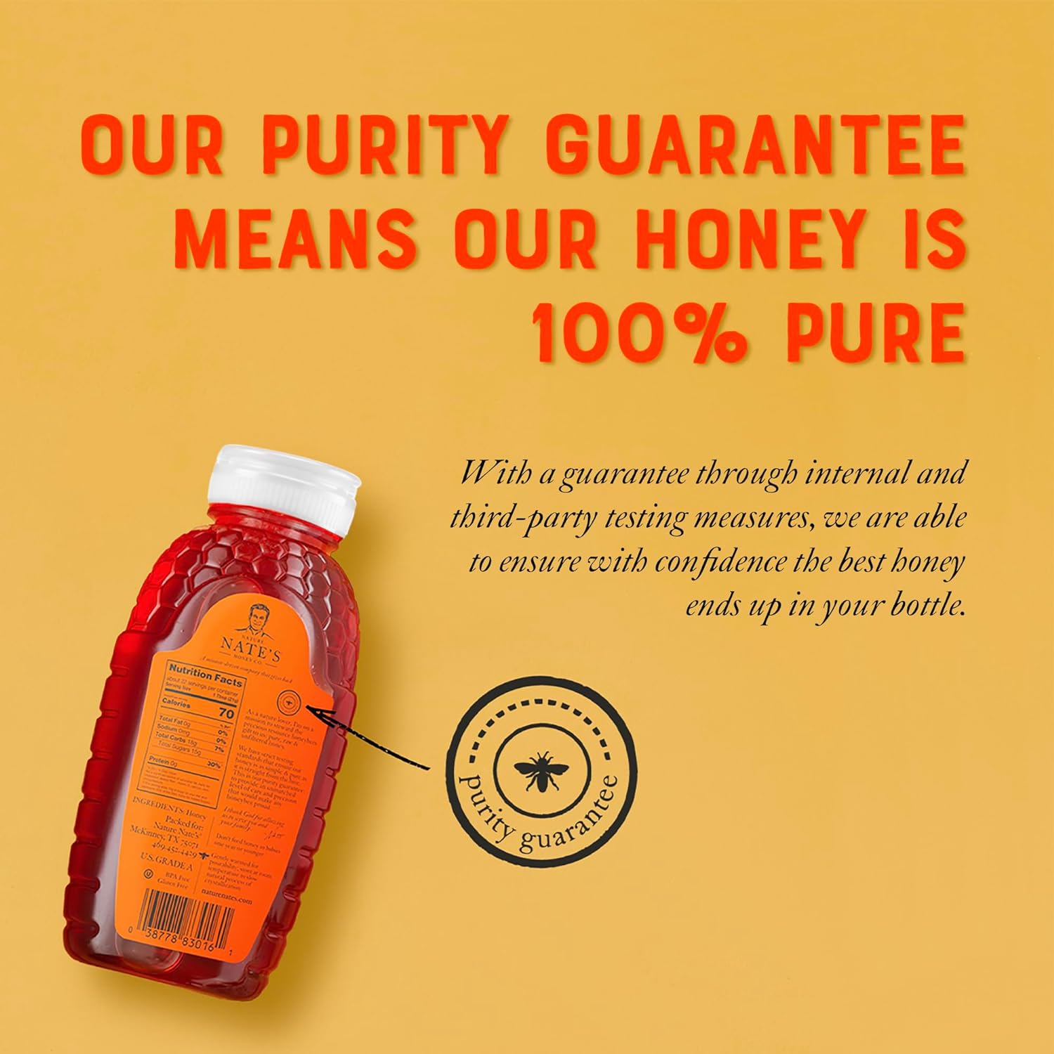 Nate's Florida 100% Pure, Raw & Unfiltered Honey - 32 oz. Squeeze Bottle - All-natural Sweetener : Everything Else