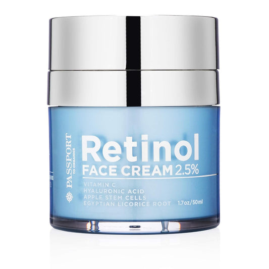 Retinol 2.5% High Potency Face Cream - Anti-Aging Cream - Organic Moisturizing Cream With Vitamin C, Hyaluronic Acid & Essential Oils - Retinol Moisturizer For Dry Skin - 1.7Oz