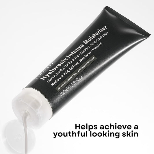 Mancave Hyaluronic Intense Moisturiser 100Ml, Formulated To Hydrate And Soften Skin With Hyaluronic Acid, Caffeine And Vitamin E, Natural Formulation, Dermatologically Tested, Vegan, Made In England