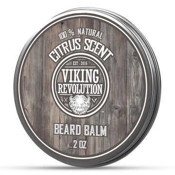 Viking Revolution Beard Balm - All Natural Grooming Treatment With Argan Oil & Mango Butter - Strengthens & Softens Beards & Mustaches - Citrus Scent Leave In Conditioner Wax For Men - 1 Pack