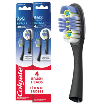 Colgate 360 Floss-Tip Replaceable Toothbrush Head Refills, Deep Clean, 4 Pack