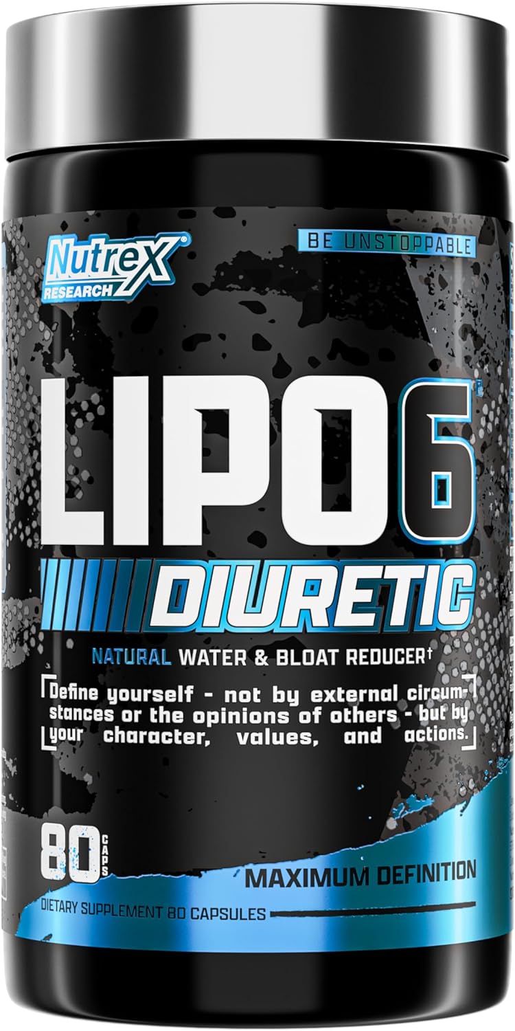 Nutrex Research - Lipo 6 Black Diuretic Water Pills (80 Caps) - Diuretics Reduce Bloat, Water Weight & Enhances Muscle Definition - Water Pill Bloating Relief - Diuretics For Water Retention Pills