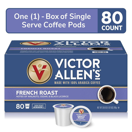 Victor Allen'S Coffee French Roast, Dark Roast, 80 Count, Single Serve Coffee Pods For Keurig K-Cup Brewers