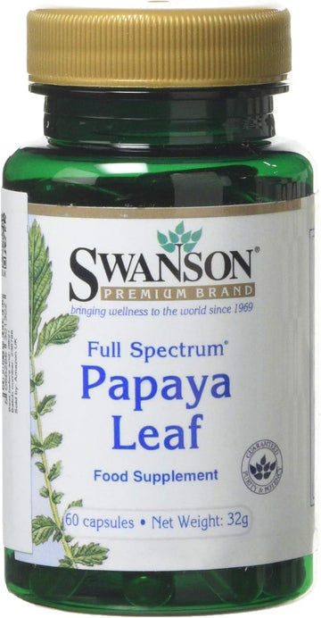 Swanson Full Spectrum Papaya Leaf - Herbal Supplement Promoting Digestive Health '&' Gi Tract Support - Natural Formula Overall Wellness - (60 Capsules, 400Mg Each)