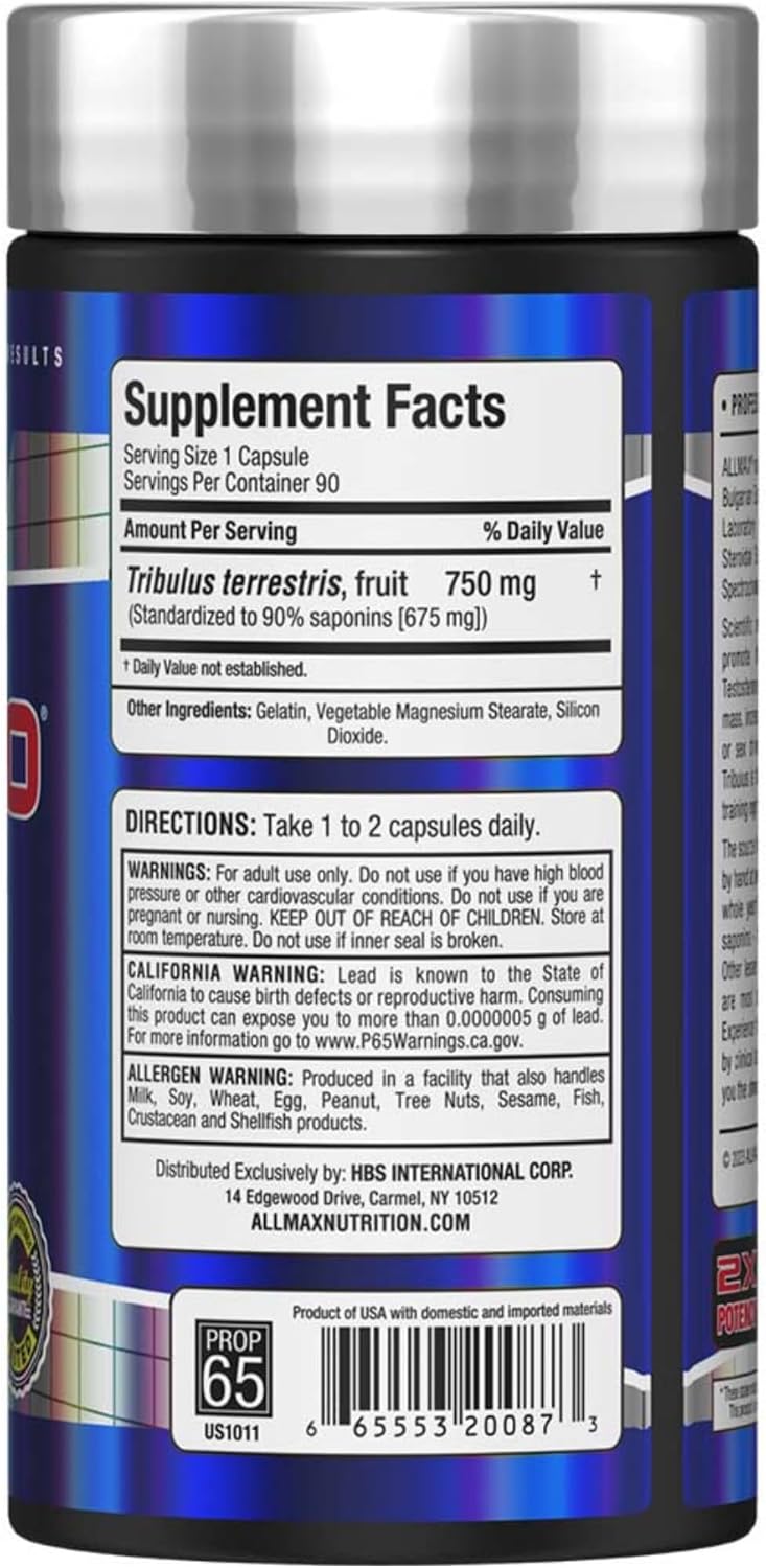 ALLMAX TRIBX90 - 90 Capsules, Pack of 2 - Natural Testosterone Booster - Delivers Bulgarian Species Tribulus Terrestris - 90% Furostanolic Saponins - 180 Total Servings : Health & Household