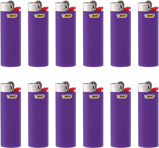 Bic Classic Maxi Pocket Lighters, Lighter For Candles, Purple Lighters (Packaging May Vary), 12 Count Pack