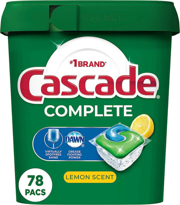 Cascade Complete Dish Washing Pods, Dishwasher Tablets, Lemon Scent Actionpacs, 78 Count