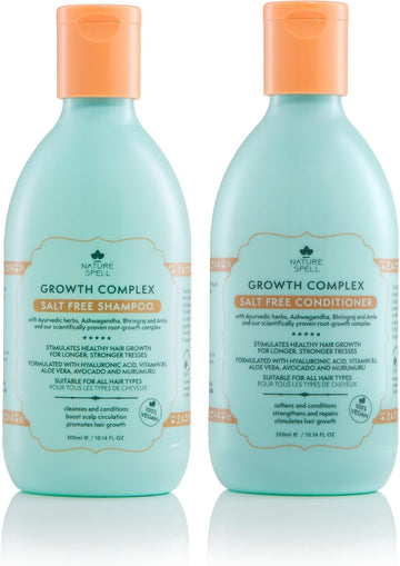 Nature Spell Hair Growth Shampoo And Conditioner Set 300Ml X 2 – Growth Complex Sulphate Free Shampoo And Conditioner Sets – Improves Strength, Shine & Volume