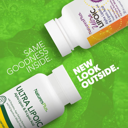 Natures Plus Ultra Lipoic - 30 Bi-Layered Tablets - Alpha Lipoic & R-Lipoic Acid - Antioxidant Support - With Probiotics & Age-Defying Nutrients - Gluten Free - 30 Servings