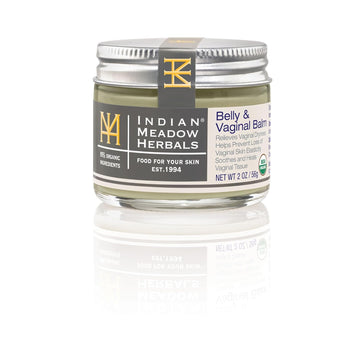 Indian Meadow Herbals Belly & Intimate Skin Balm (2 Oz.) - Usda Certified. Hormone-Free. Dryness Relief For Women - Lubricating Balm. Helps Maintain Skin Elasticity & Reduce Stretch Marks