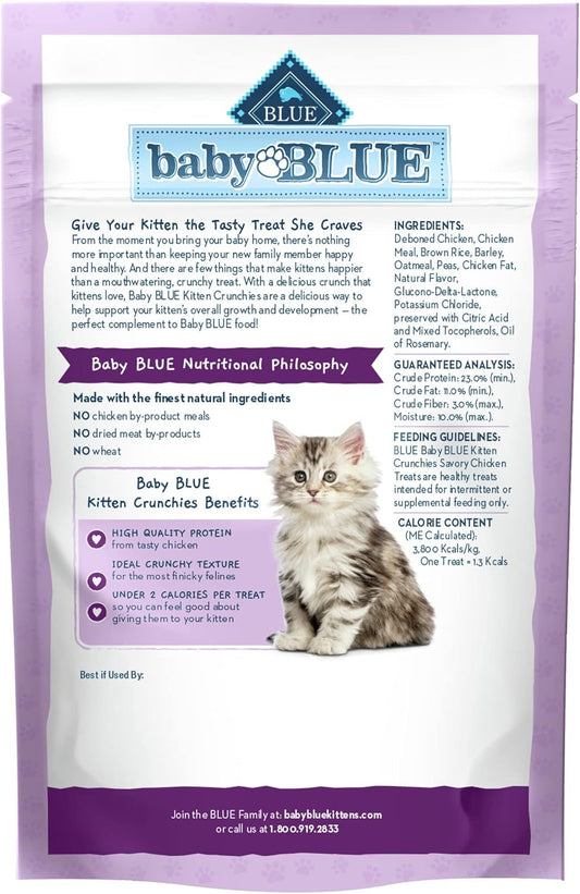 Blue Buffalo Baby Blue Kitten Crunchies, Crunchy Cat Treats, Made With Natural Ingredients, Savory Chicken, 2-Oz. Bag