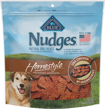 Blue Buffalo Nudges Homestyle Natural Dog Treats, Chicken And Bacon, 16Oz Bag
