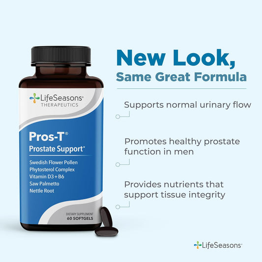 Pros-T - Prostate Support Supplement - Saw Palmetto, Phytosterol, Zinc, Nettle, Vitamin D-3 & B6 - Promote Healthy Prostate Function & Normal Urinary Flow - Improve Tissue Integrity - 60 Capsules