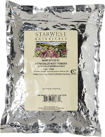 Starwest Botanicals Astragalus Root Powder, 1 Pound