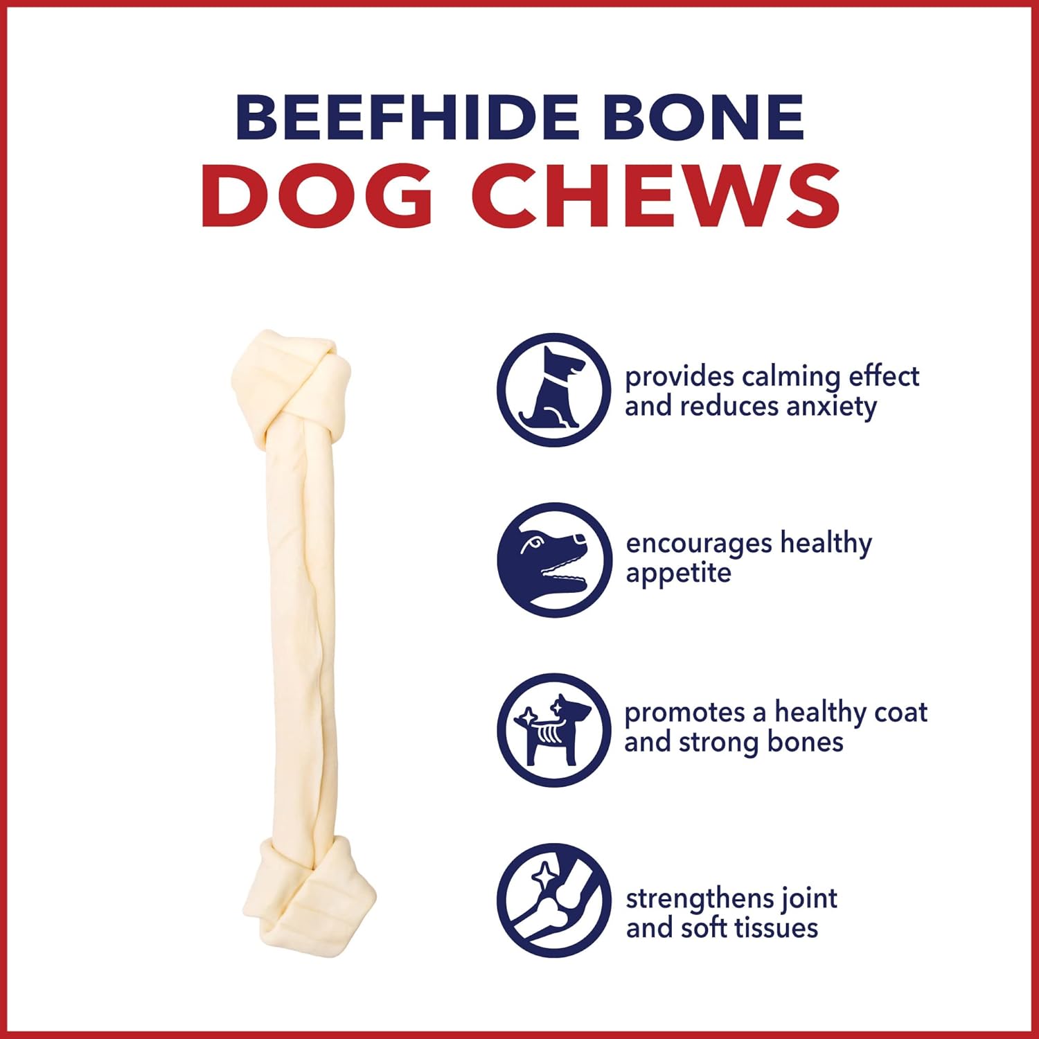 Pet Factory American Beefhide 20-22" Knotted Bone Dog Chew Treat - Natural Flavor, 1 Count/1 Pack : Pet Supplies