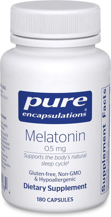 Pure Encapsulations Melatonin 0.5 mg - Natural Sleep Helper for Bedtime - Regulates Sleep-Wake Cycle - 0.5 mg Melatonin - Sleep Supplement* - Vegan & Non-GMO - 180 Capsules