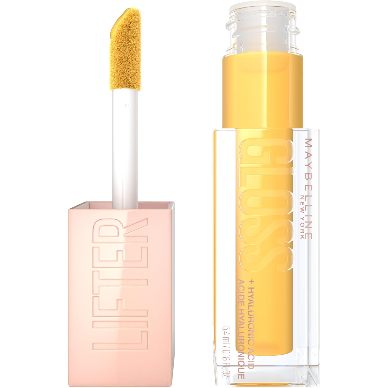 Maybelline Lifter Gloss, Hydrating Honey'D Lip Gloss With Hyaluronic Acid, High Shine For Plumper Looking Lips, Honey, 1 Count