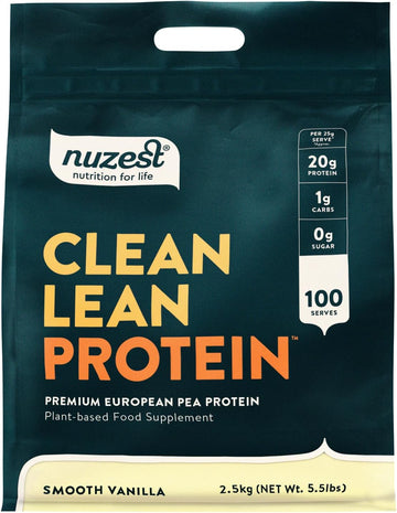 Vegan Protein Powders By Nuzest - Clean Lean Protein - Smooth Vanilla - Plant Based Pea Protein Shake - Low Calorie & Low Carb - Gluten Free - Dairy Free - 2.5Kg (100 Servings)