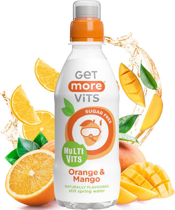 Get More Vits - Kids Multi Vits Orange & Mango Still Flavoured Spring Water (330Ml X12), Natural, Sugar-Free, Low-Calorie, Stronger Immune System, Healthy Bones, Teeth & Muscles, Vegetarian