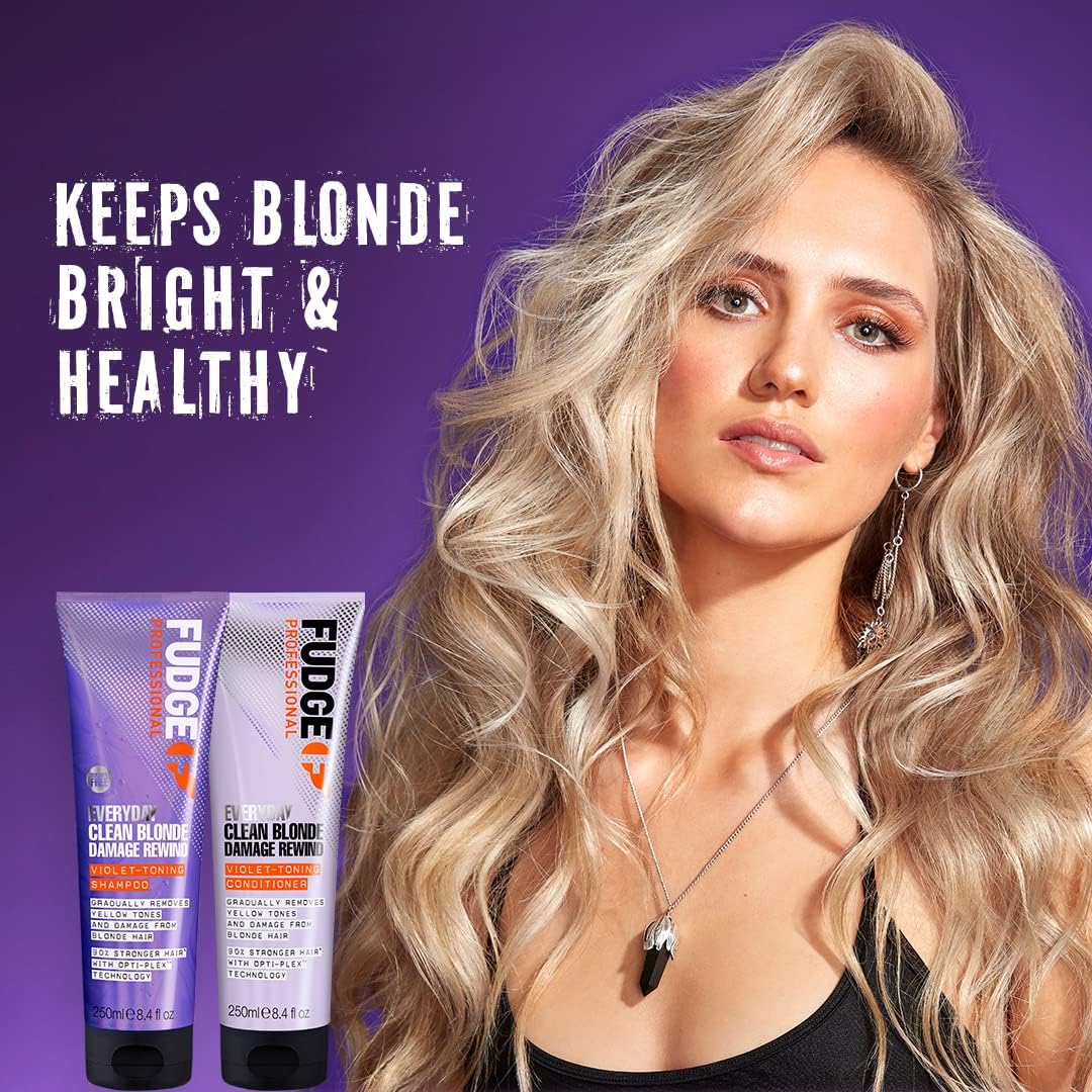 Fudge Professional Everyday Clean Blonde Damage Rewind Haircare Duo, Daily Purple Toning Routine, Shampoo and Conditioner Set for Blonde Hair, 2 x 250 ml : Amazon.co.uk: Beauty