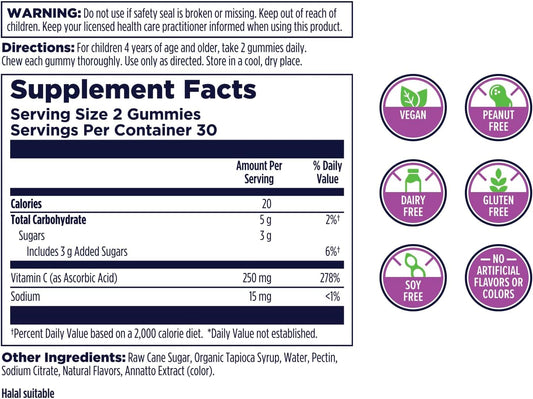 Kal Vitamin C-Rex Kids’ Gummies, Vitamin C Gummies For Kids, Healthy Immune, Bone, Muscle & Skin Support Vitamin C Gummy, Vegan, Gluten Free, 60 Day Money Back Guarantee, 30 Servings, 60 Gummies