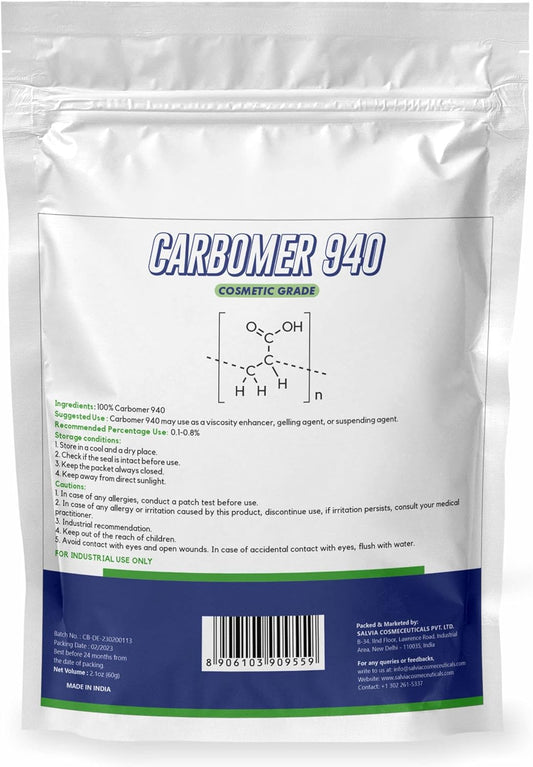 Carbomer 940 powder(60gm), gel thickener, viscosity enhancer, stabilizer | Gels, Cream, lotions, hydrogel mask, Cosmetics