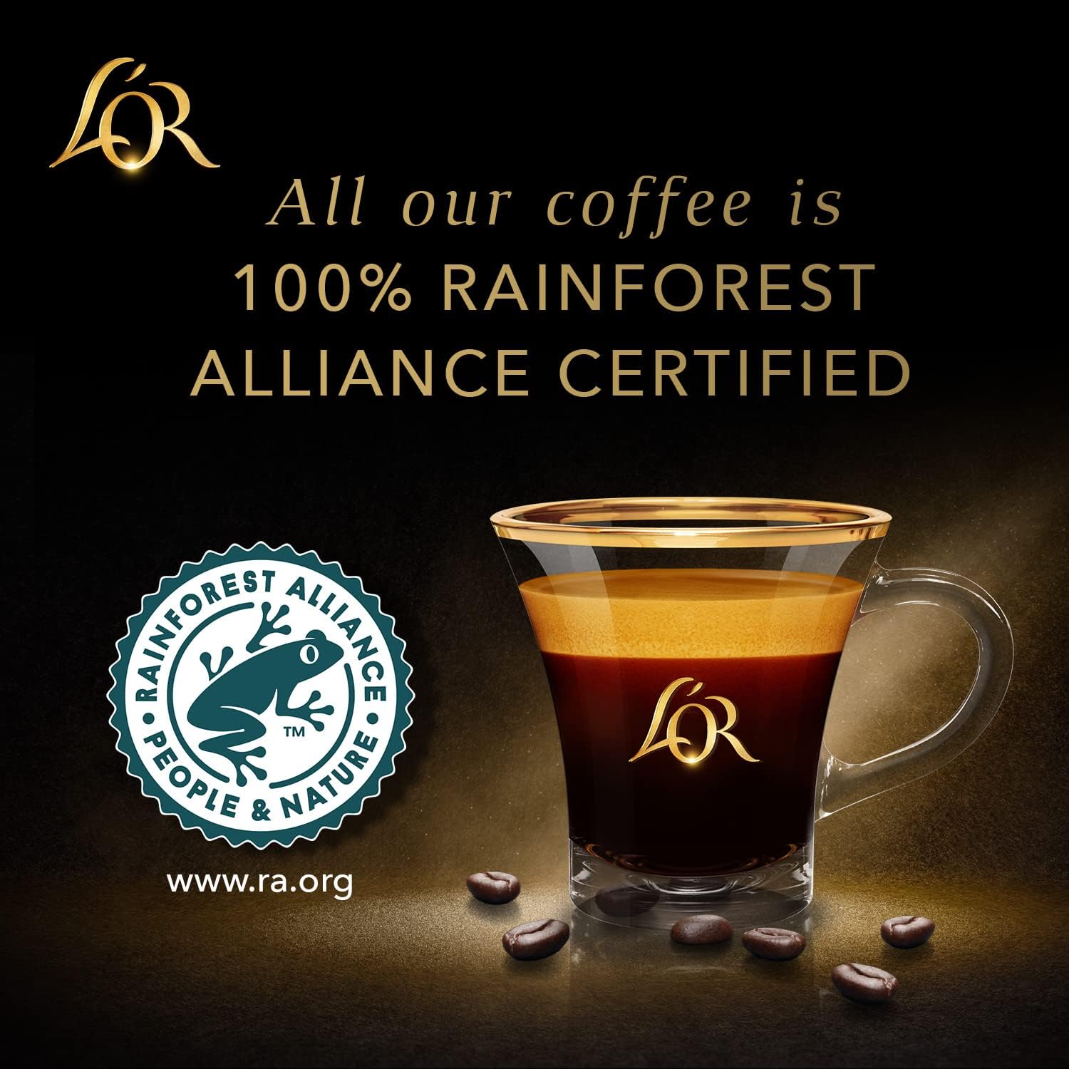 L'Or Espresso Capsules, 50 Count Estremo Lungo, Single-Serve Aluminum Coffee Capsules Compatible With The L'Or Barista System & *Nespresso Original Machines