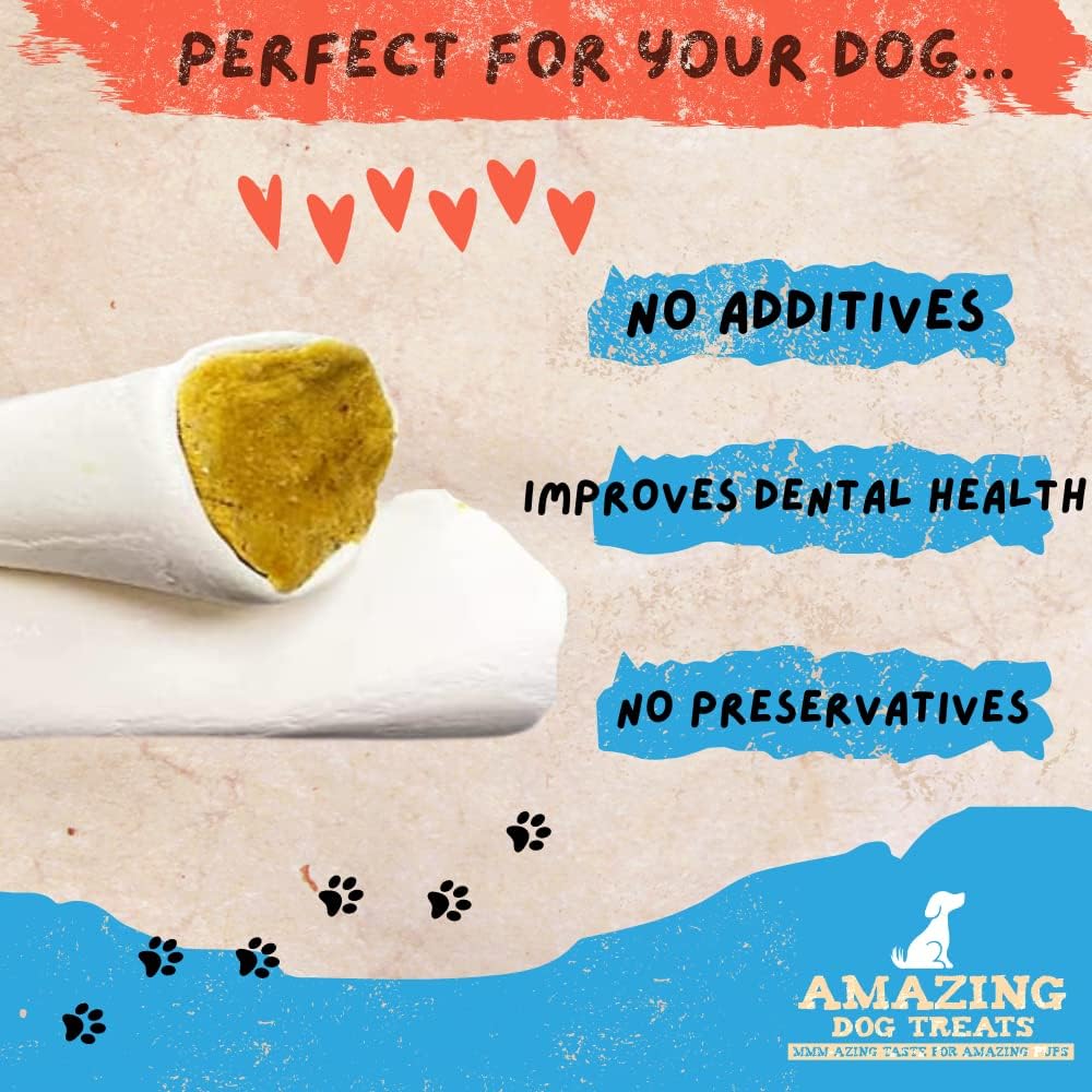 Amazing Dog Treats - Stuffed Shin Bone for Dogs (Bacon and Cheese, 5-6 Inch - 3 Count) - All Natural Dog Bones : Pet Supplies