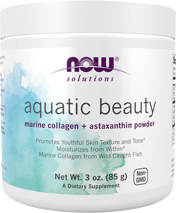 Now Foods Solutions, Aquatic Beauty Plus Marine Collagen From Wild-Caught Fish And Astaxanthin Powder, 3-Ounce