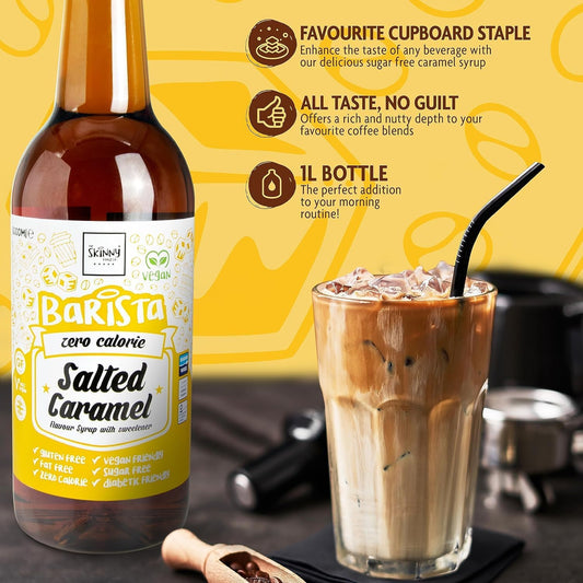 Skinny Food Co Hazelnut Praline Syrup Zero Calorie 1L - Sugar Free Hazelnut Coffee Syrups For Tea, Hot Chocolate, Fruit, Baking, Protein Drinks - Vegan-Friendly, Gluten-Free & Fat-Free