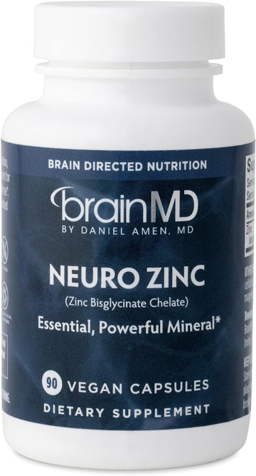 Dr Amen BrainMD Neuro Zinc - 90 Capsules - 25 mg Zinc Bisglycinate Che