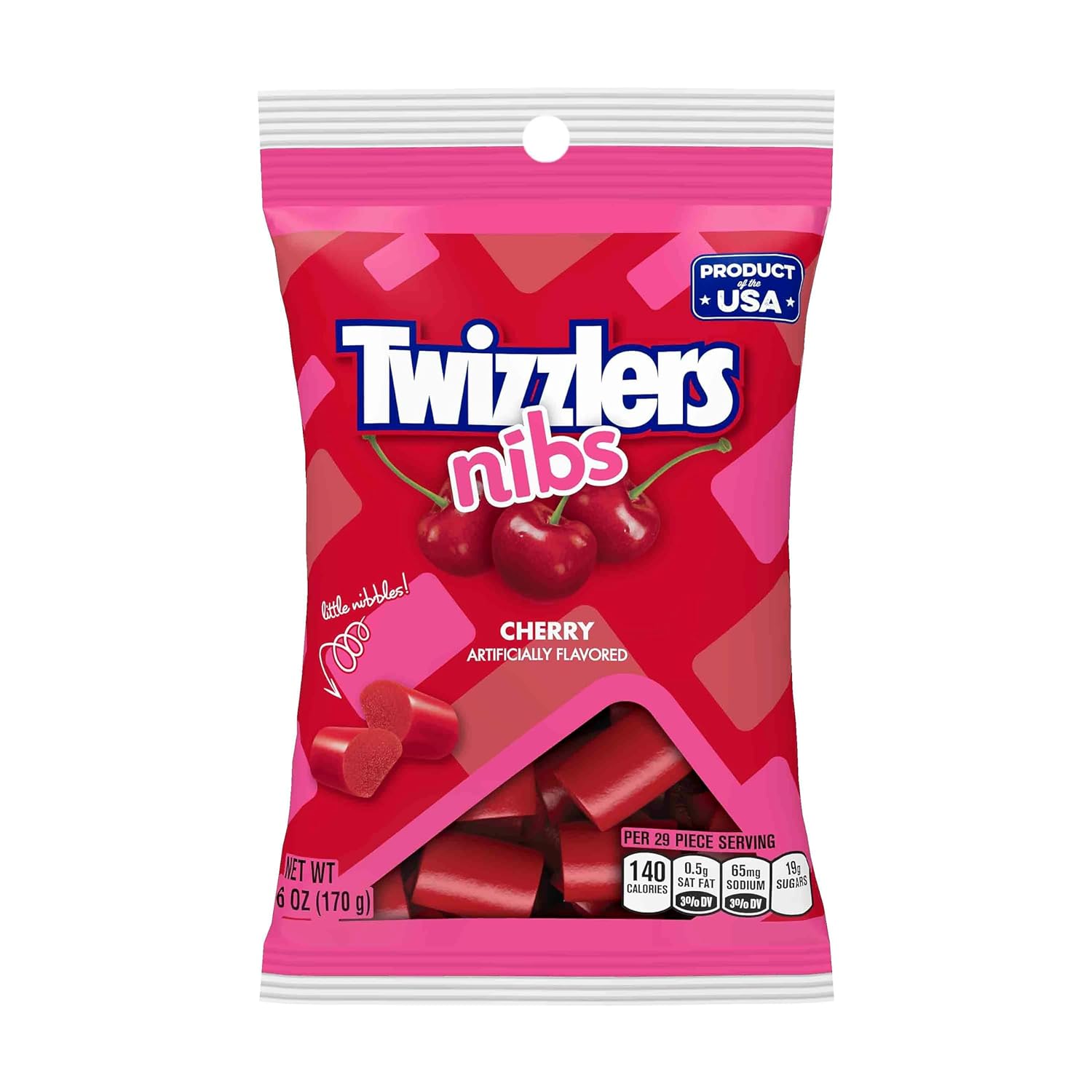 Twizzlers Nibs Cherry Candy Bags, 6 Oz (12 Count)