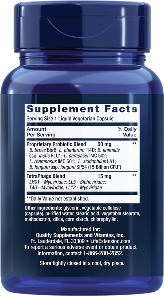Life Extension Florassist Gi With Phage Technology, Digestive Health, Probiotic Support, Nutrient Absorption, 7 Probiotic Strains, Bacteriophage Blend, 90 Liquid Vegetarian Capsules
