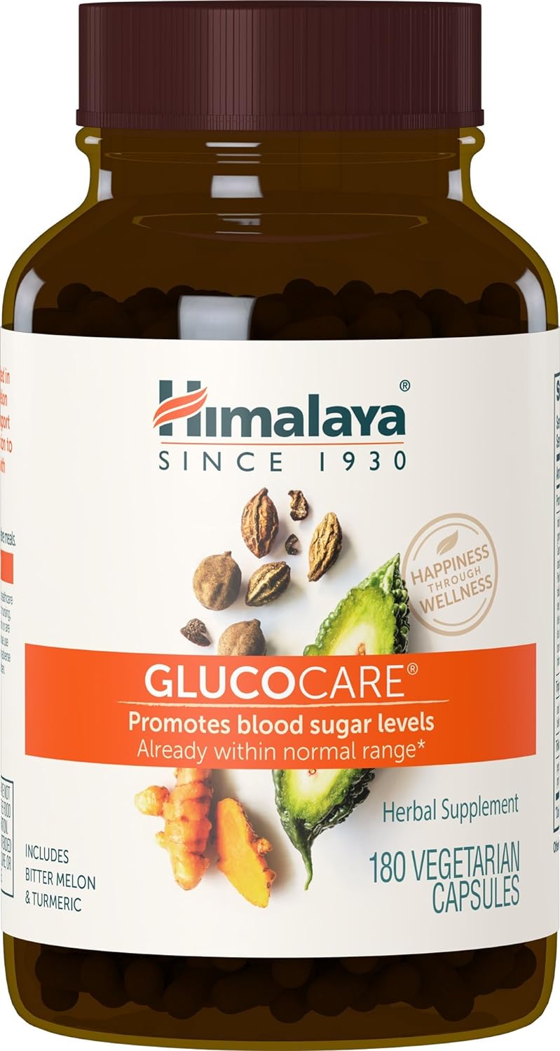 Himalaya Glucocare Herbal Supplement, Metabolism Support, Pancreatic Support, Triphala, Bitter Melon, Turmeric, Gluten Free, Vegan, 180 Capsules, 90 Day Supply