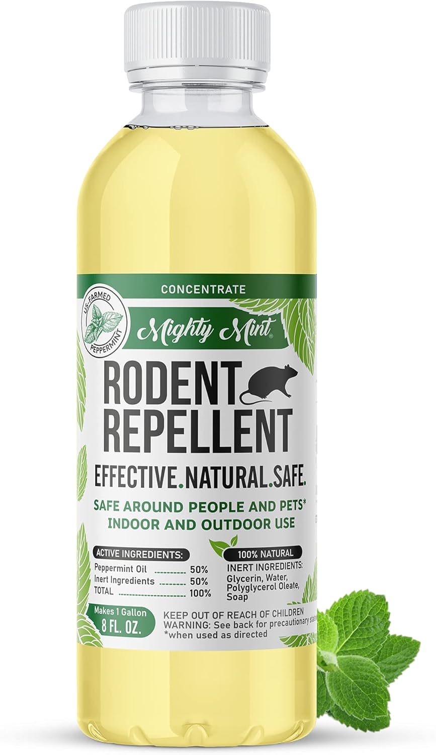 Mighty Mint 8 Oz Peppermint Rodent Repellent Concentrate - Makes 1 Gallon - Natural Spray For Rats, Mice, And More